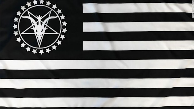Pictured is one of a number of flags The Satanic Temple sells on its website. The Satanic Temple is requesting that Boston fly one of its flags following a Supreme Court ruling this week.