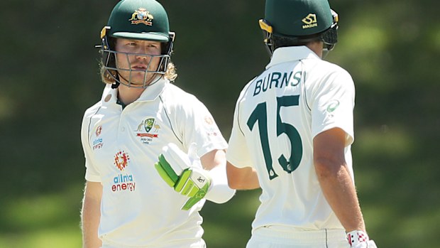 Will Pucovski and Joe Burns were both dismissed cheaply in the tour match against India.