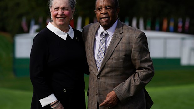 Lee Elder with wife Sharon at Augusta National.