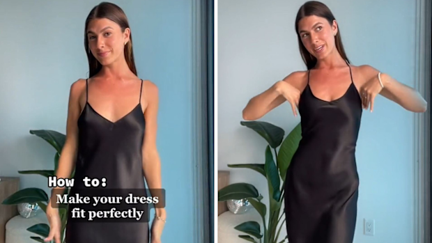 how to make a silk dress fit better Slip dress hack: Influencer's 'genius' no-sew hack makes your dress fit  'perfectly' every time