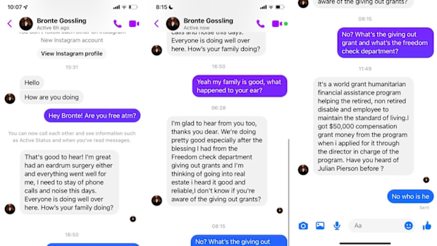 Scam account messages