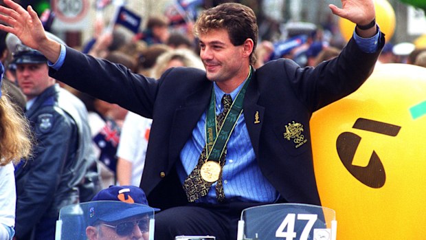 Michael Diamond during a parade through the streets of Melbourne after the Sydney Olympics.