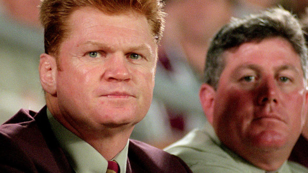 Paul Vautin with Chris Close during the 1997 State of Origin series.