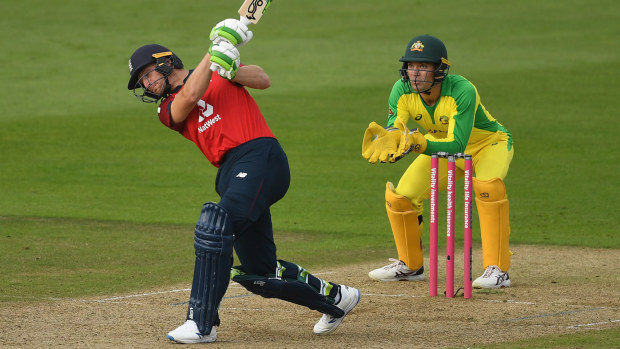 Jos Buttler finishes the match with a six.