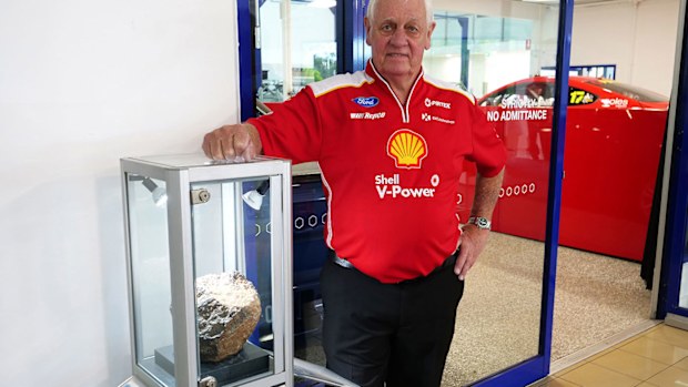 Dick Johnson with the rock that made him a household name.