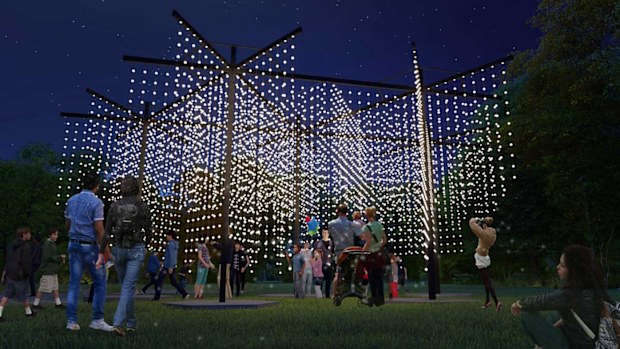 Light installation Let it Snow see giant snowflakes light up Hickson Road Reserve.