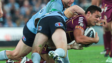 Ben Te'o in action for Queensland during State of Origin in 2014.