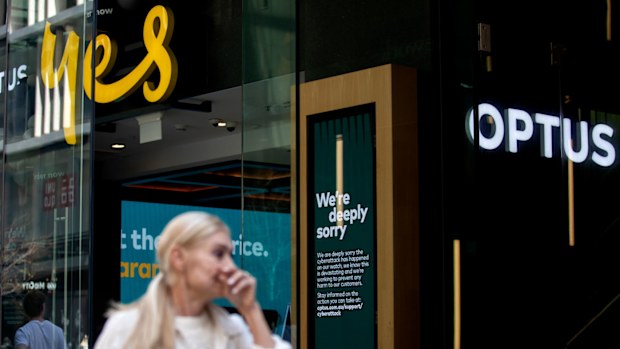 An Optus store front in George Street, in Sydney's CBD.
