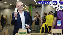Anthony Albanese casts his vote in the 2022 election.