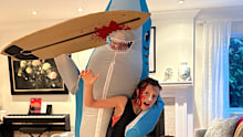 Justin Trudeau with son Hadrien Halloween
