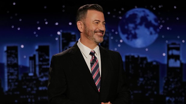 JIMMY KIMMEL LIVE!  "Jimmy Kimmel Live!" airs every weeknight at 11:35 p.m. ET and features a diverse lineup of guests that include celebrities, athletes, musical acts, comedians and human interest subjects, along with comedy bits and a house band. The guests for Tuesday, September 23 included Glen Powell ("Chad Powers"), and musical guest Sarah McLachlan. (Disney/Randy Holmes)  JIMMY KIMMEL  (Photo by Randy Holmes/Disney via Getty Images)
