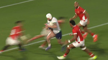 Mack Hansen split the Tongan defence wide open to score Ireland's third try of their Pool B match.