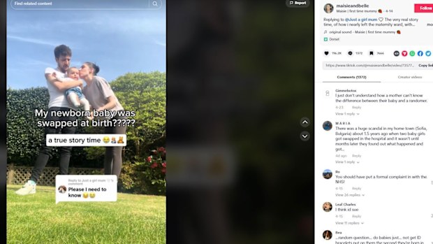 Maisie's video claiming her baby was swapped at birth has been viewed 1.4 million times