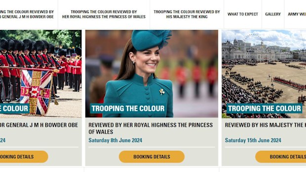 The British Army Website have put tickets on sale for two Trooping the Colour events - one with the Princess of Wales and one with King Charles in attendance.