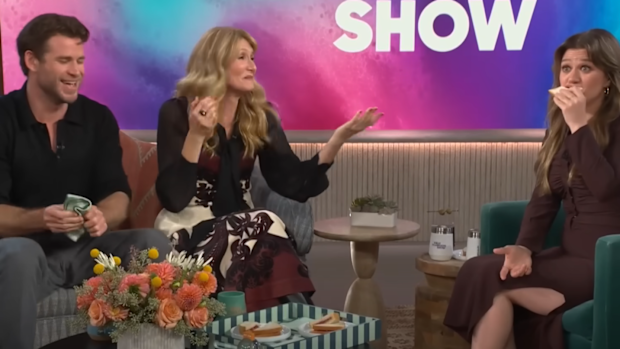 Liam Hemsworth, Kelly Clarkson and Laura Dern The Kelly Clarkson Show