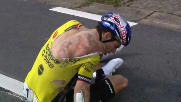 Belgian cyclist Wout van Aert suffered a nasty crash.