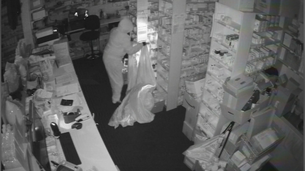 A chemist in Adelaide's Southern Suburbs has been targeted in a smash-and-grab, with two thugs running off with a bag full of prescription drugs.