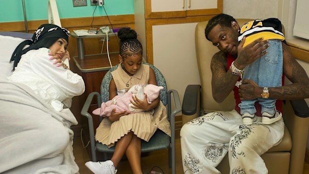 Cardi B and Offset with their three kids, Kulture, Wave and their newborn