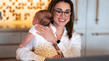 Queen Rania shares a photo of "Baby Iman's first Zoom board meeting"