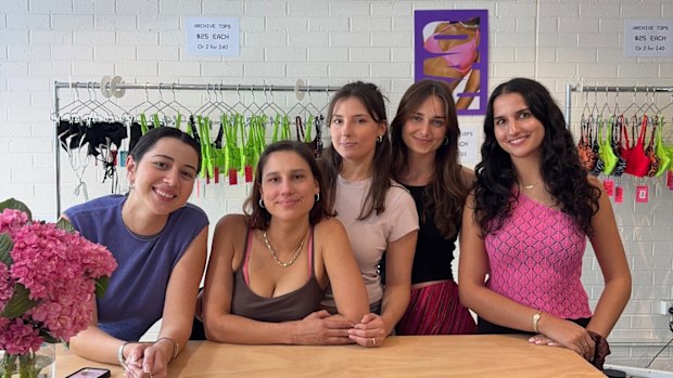 Sophia Argyropoulos (second left) with the RAQ team in the brand's Melbourne warehouse.
