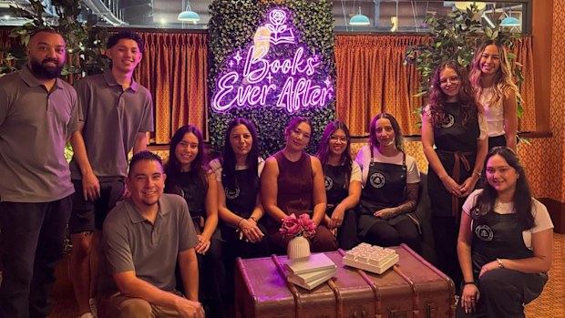Kat T. Masen (centre) had to grow the Books Ever After team when she opened the Sydney store earlier this year.