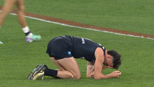 Zac Williams drops to ground after contact with Oliver Henry. 