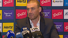 Sacked Demons coach Simon Goodwin speaks to media.