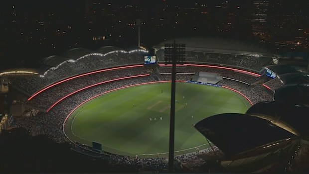 The lights went out at Adelaide Oval during Australia's first innings.