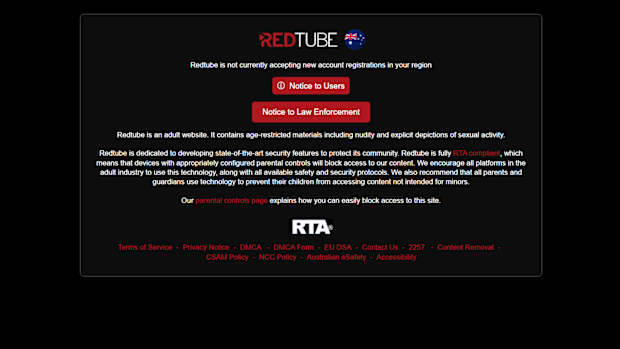 Several Aylo-owned adult sites have stopped accepting new Australian registrations.