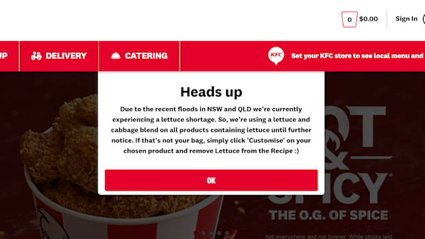 KFC lettuce shortage