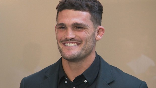 Nathan Cleary fronting media after his judiciary hearing.