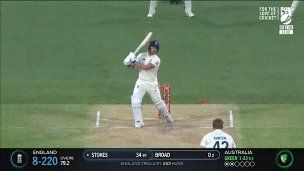 Ben Stokes is bowled by Cameron Green.