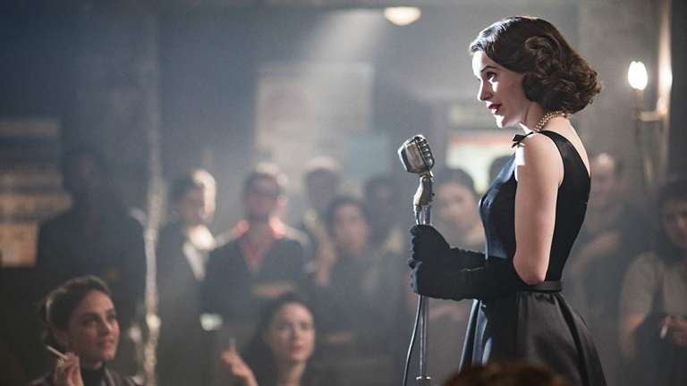 Rachel Brosnahan as Midge Maisel in <i>The Marvelous Mrs Maisel</I>.