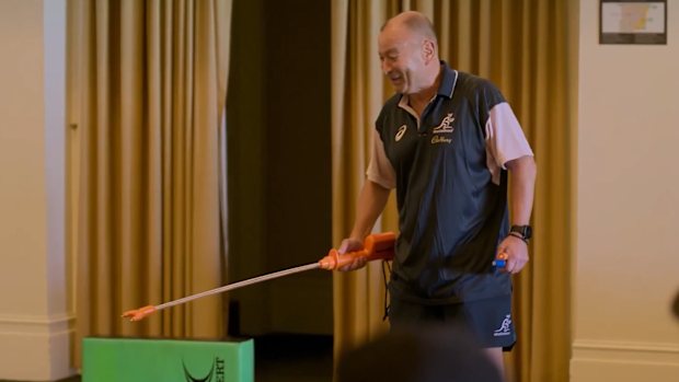 Eddie Jones with his infamous cattle prod.
