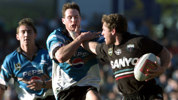 Peter Jorgensen in action for Penrith against Cronulla.