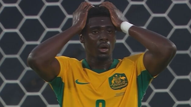 Mohamed Toure can't believe his miss.