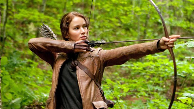 Jennifer Lawrence as Katniss Everdeen in The Hunger Games.