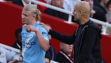 Erling Haaland and Pep Guardiola. 