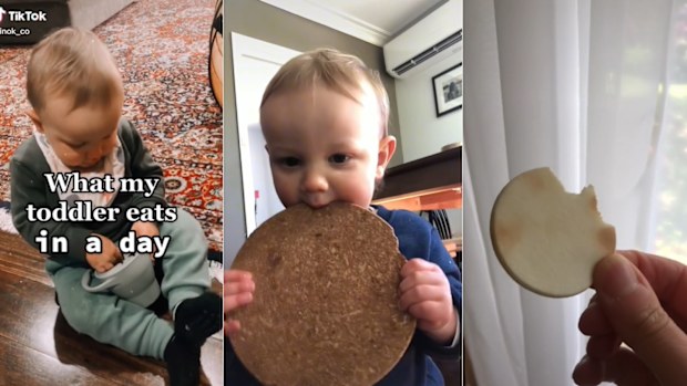 TikTok toddler tries to eat random household items. 