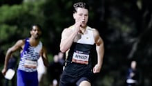 Lachlan Kennedy (right) on his way to victory in Hobart.