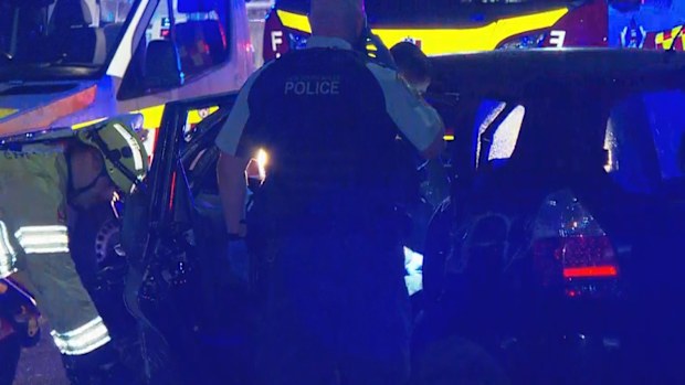 A group of people rammed a car off a road in Lakemba and attacked the two teenagers inside the car.