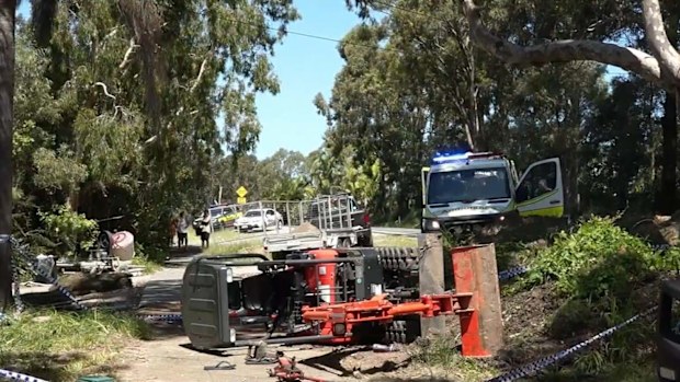 The 44-year-old was crushed under an excavator after it rolled on private property this afternoon.