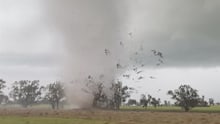 Tornado in Cowra spotted by a farmer ripping through the fields.