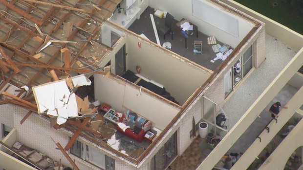 An apartment building had the roof ripped clean off in the storm on Sydney's northern beaches.