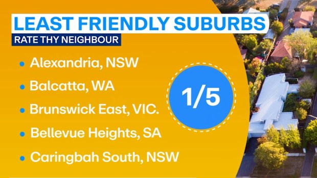 Rate Thy Neighbour app least friendly suburbs Today Show March 25, 2026