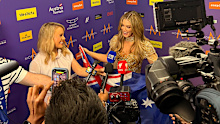 Hannah Sinclair reported on Eurovision in 2026 with Delta Goodrem
