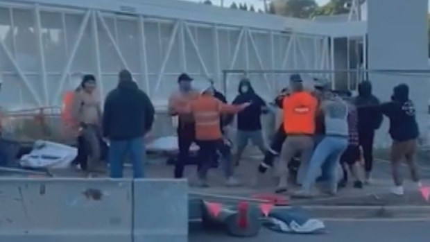 CFMEU brawl at construction site Brisbane 