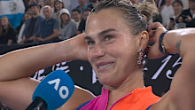 Aryna Sabalenka during her interview. 