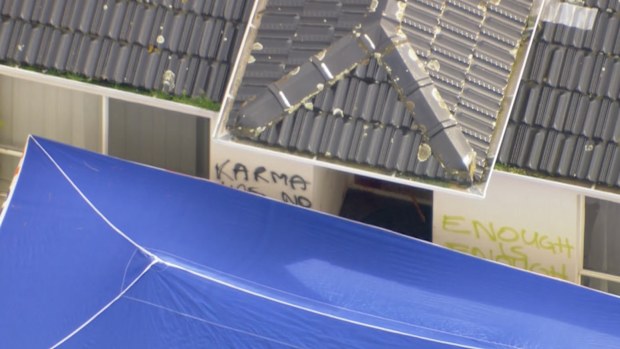 An aerial image of the Mount Waverley home where two people were found dead on August 12, 2025.