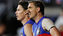 Cropped: Eric Hipwood and Joe Daniher of the Lions are seen during the 2022 AFL First Preliminary Final match between the Geelong Cats and the Brisbane Lions at the Melbourne Cricket Ground on September 16, 2022 in Melbourne, Australia. (Photo by Dylan Burns/AFL Photos)